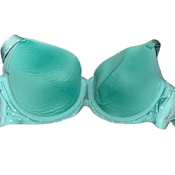 Cacique Green Polka Dot Cooling French Full Coverage Underwire Bra sz 40D - Picture 3 of 5